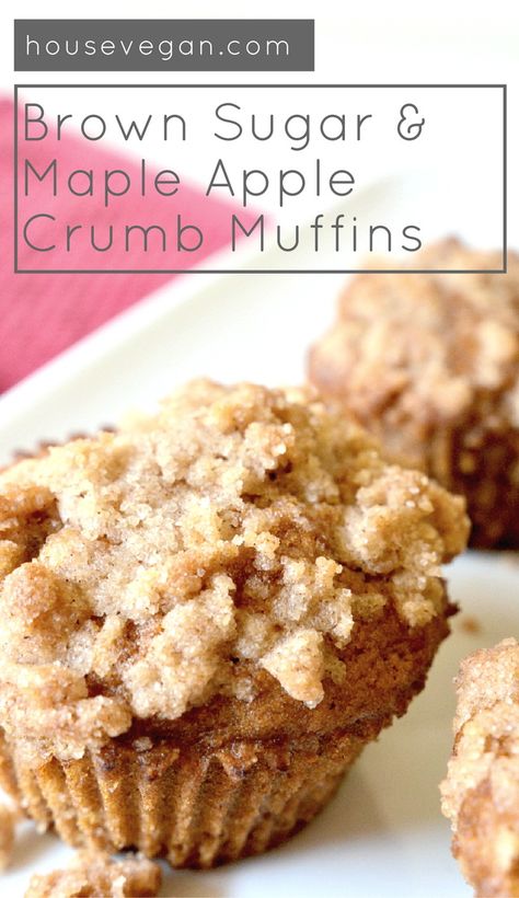 Brown Sugar & Maple Apple Crumb Muffins [2020] Lay The Table Apple Crumb Muffins, Lazy Cooking, Vegan Bakes, Maple Sugaring, Clean Treats, Tupperware Party, Crumb Muffins, Apple Crumb, Breakfast Vegan