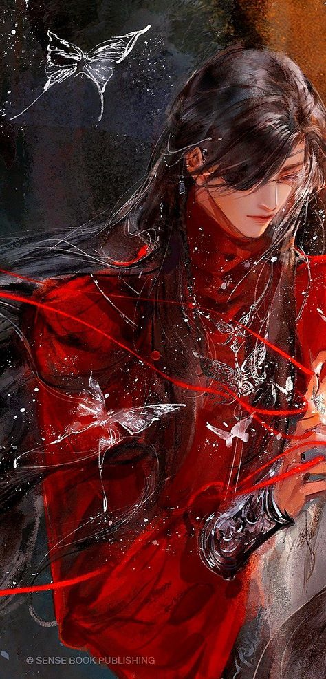 Hua Cheng Wallpaper Aesthetic, Hualian Fanart Spicy, Hua Cheng Wallpaper, Tgcf Wallpapers, Red And White Wallpaper, Dune Art, Heaven Official's Blessing, Hua Cheng, Anime Titles