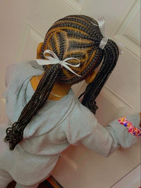 Braided Ponytails For Kids, Braided Ponytail Hairstyles Kids, Braid Ponytail For Black Kids, Two Braided Ponytails For Kids, Kids Braided Ponytail, Kids Cornrow Hairstyles, Kids Style Hair, Toddler Braided Hairstyles, Cute Toddler Hairstyles