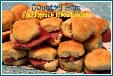 Sweet Tea and Cornbread Country Ham Biscuits, Biscuit Bites, Ham Biscuits, Sliced Peaches, Buttermilk Biscuit, Classic Southern Recipes, Country Ham, Quiche Dish, Baked Ham