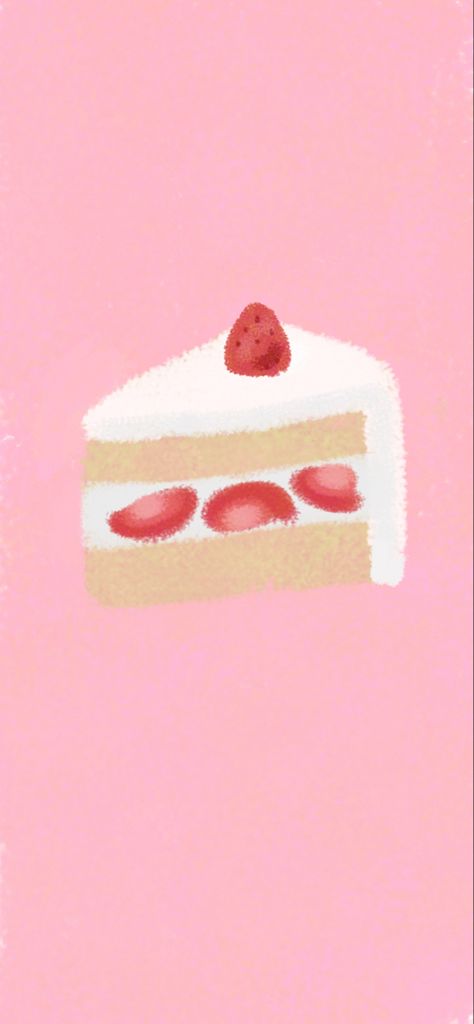 Cake Wallpaper Iphone, Strawberry Cake Wallpaper, Iphone Wallpaper Food, Wallpaper Food, Cake Wallpaper, Shortcake Cake, Strawberry Shortcake Cake, Strawberry Art, Strawberry Cake