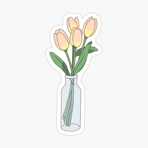 vase of tulips by ShopMaggieRose | Redbubble Vase Of Tulips, Tulip Drawing, Aesthetic Drawings, Sticker Design Inspiration, Scrapbook Items, Tumblr Stickers, Scrapbook Stickers Printable, Planning Stickers, Handmade Sticker