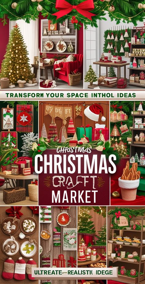 Transform your space into a festive market with DIY booths displaying handmade crafts, vintage finds, and holiday treats, perfect for a home-based craft fair vibe.
#ChristmasMarket #DIYCrafts #HomeFair #FestiveBooths Christmas Craft Market, Light Up Presents, Diy Booth, White Tinsel, Crafts Vintage, Craft Market, Craft Markets, Indoor Christmas, Lawn Decor