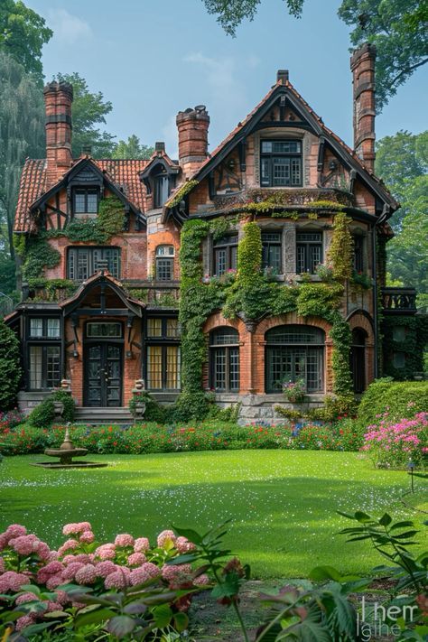 Fairy Cottage House Dream Homes, Dream Cottage House, Large Cottage House, British Countryside House, Cool House Exterior, Victorian Cottage House, Fairytale Mansion, Mansion Cottage, Cozy Mansion