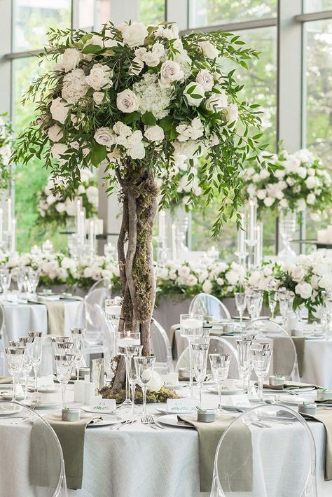 39 Gorgeous Tall Wedding Centerpieces | Wedding Forward Tree Centrepiece Wedding, Tall Wedding Centerpieces, Tree Centerpieces, Enchanted Wedding, Centerpieces Wedding, Tall Centerpieces, Wedding Event Design, Wedding Flower Arrangements, Wedding Art