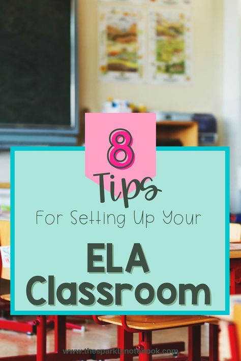 Classroom organization is at the top of teacher's lists right now to ensure their year runs smoothly. Don't miss out on these 8 tips for setting up your middle school English clasroom, whether its during back to school time or any other time of the school year. Follow @sparklynotebook here on Pinterest for more great ELA activities and ideas! Middle School Ela Classroom Setup, Classroom Setup Middle School, Teacher Advice, Middle School Classroom Management, Middle School Ela Classroom, Back To School Classroom, Middle School Language Arts, Classroom Management Tips, Ela Classroom