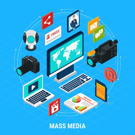 Mass Media Isometric Composition Simpson Wallpaper Iphone, Shooting Equipment, Forms Of Communication, Mass Media, Visual Media, Flat Vector, Vector Illustrations, Logo Icons, Vector Photo