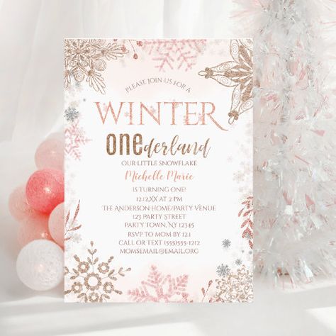 Winter Onederland 1St Birthday Pink Snowflake Invitation #zazzle #weddinginvitations #birthdayinvitations #babyshowerinvitations #zazzleinvitations #monogram #businesscards #graduation #homedecor Winter Onederland First Birthday, First Birthday Pink, Winter Onederland Invitations, Snowflake Invitations, Winter Onederland Birthday Party, Pink Snowflake, Onederland Birthday Party, Winter Onederland Birthday, Winter Onederland