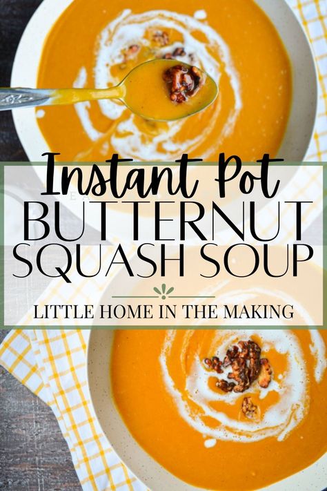 Butternut Squash Soup Instant Pot Coconut Milk, Instapot Butternut Squash Soup Recipes, Butternut Squash Soup Instant Pot, Peeling Butternut Squash, Squash Soup Vegan, Squash Soup With Coconut Milk, Instant Pot Butternut Squash Soup, Instant Pot Butternut Squash, Squash Bisque