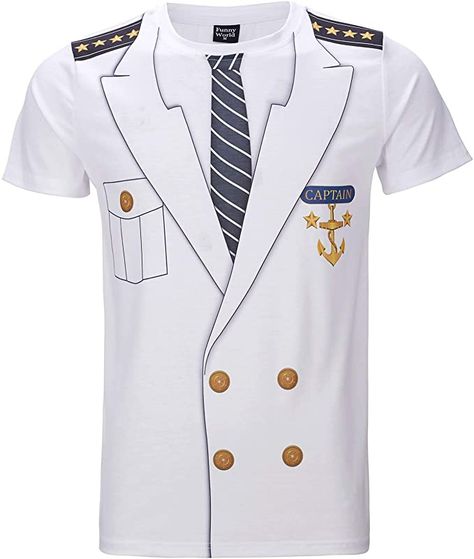 Amazon.com: Funny World Men's Captain Costume T-Shirts : Clothing, Shoes & Jewelry Captain Uniform, Captain Costume, Yacht Rock, Disney Cruise Shirts, Boat Humor, Nautical Themed Party, Family Cruise Shirts, Sailor Shirt, Boat Captain