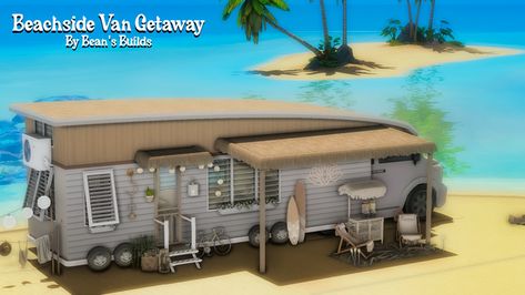 Sims 4 Rv Build, Beach Van, Sims 4 Houses Layout, Caravan Home, Sims 4 Cas Mods, Sims 4 House Building, Sims 4 House Design, Casas The Sims 4, Sims House Design