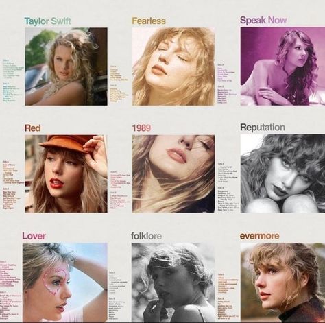 Taylor Swift Wallpaper Miss Americana, Taylor Swift Albums As People, Taylor Swift All Albums Collage, Taylor Swift Album Covers Collage, All Taylor Swift Albums, Taylor Swift Album Outfits, Windermere Peaks, Taylor Swift Painting Ideas, Chloe Core