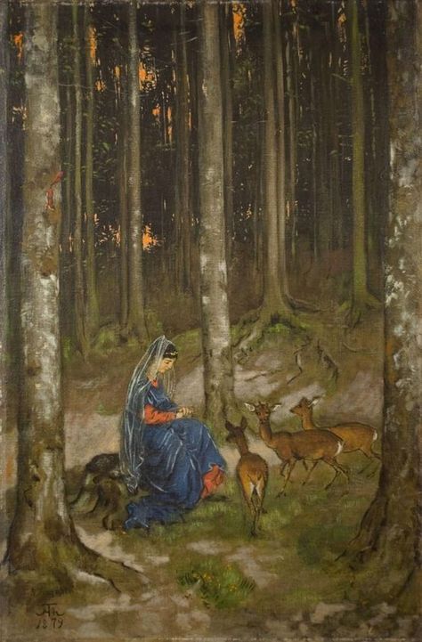 Hans Thoma, John William Waterhouse, Pre Raphaelite, Adam And Eve, Mural Painting, Vintage Artwork, Black Forest, In The Woods, The Forest