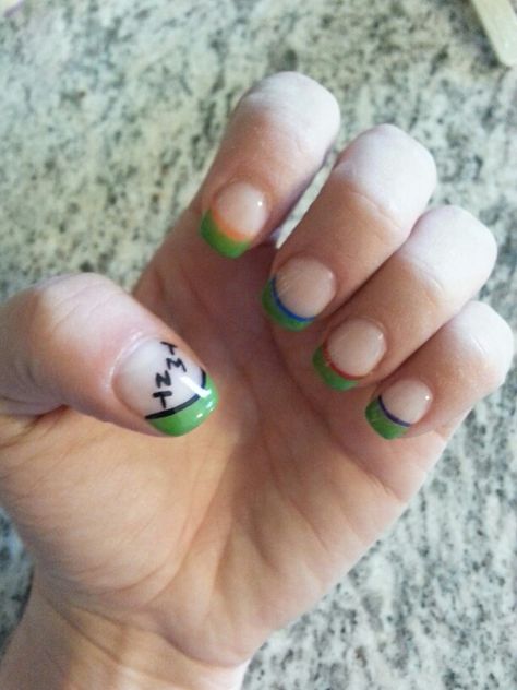 TMNT nails Teenage Mutant Ninja Turtles Nails, Tmnt Nail Designs, Tmnt Nail Art, Ninja Turtle Nails Designs, Tmnt Nails, Ninja Turtle Nails, Turtle Nails, Nail Picking, Teenage Mutant Ninja Turtles Artwork