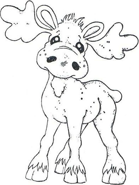 Cartoon Moose, Moose Pictures, Christmas Moose, Magnolia Stamps, Adult Colouring Pages, Christmas Coloring, Dessin Adorable, Christmas Drawing, Cute Coloring Pages