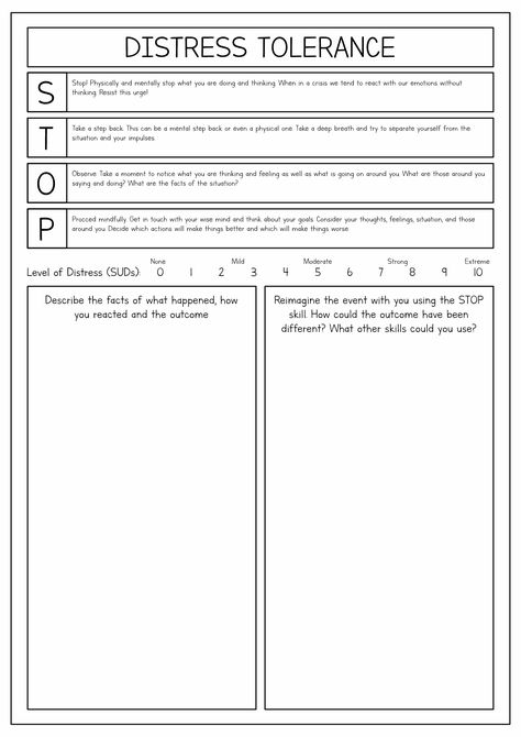 Dbt Activities For Adults, Distress Intolerance Dbt, Dbt Worksheet Activities, Dbt Skills Worksheets Free Printable, Distress Tolerance Activities, Impulse Control Worksheets, Dbt Worksheet, Dbt Skills Worksheets, Distorted Thinking