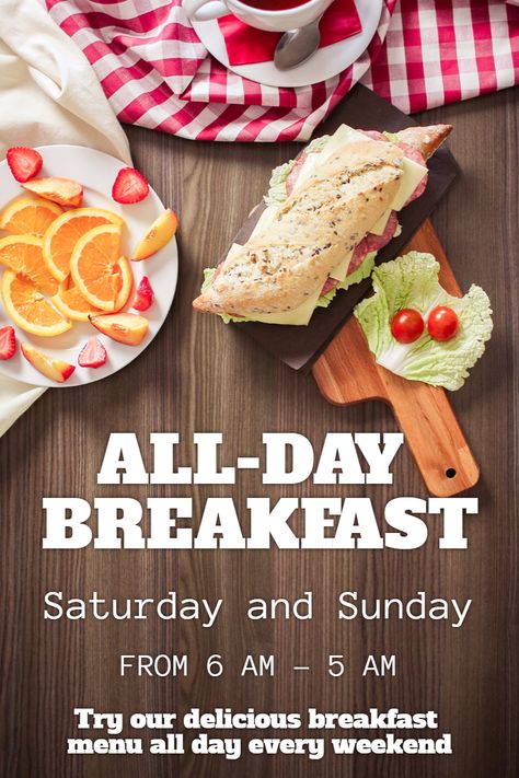 All Day #Breakfast #Poster #Invitation Example Breakfast Poster Design, Breakfast Menu Design, Breakfast Poster, All Day Breakfast, Custom Flyers, Business Invitation, Breakfast Menu, Poster Invitation, Breakfast Food