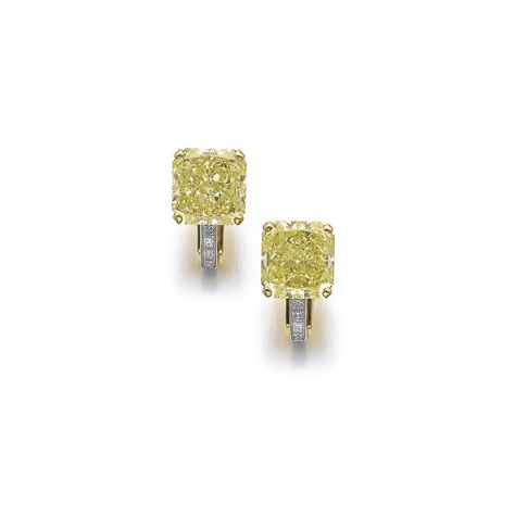 graff ||| earclips ||| sotheby's ge1709lot9d57len Graff Earrings, Yellow Diamond Earrings, Round Diamond Stud Earrings, Yellow Diamond Earring, Earrings Fancy, Diamond Earrings Studs Round, Fancy Yellow Diamond, Ear Clips, Colorless Diamond