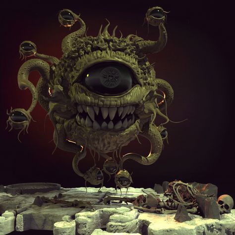 "The Beholder" by Ricardo Alcocer Beholder Art, Creature 3d, Dungeons And Dragons Art, D D Monsters, Fantasy Role Playing, Dnd Monsters, Fantasy Artist, Art Portfolio, Creature Art