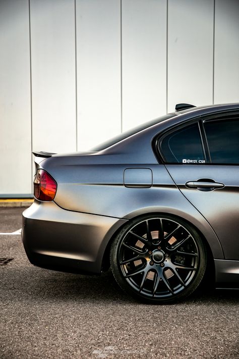 BMW 3 Series wrapped in 3M 1080 Satin Dark Grey Grey Bmw 3 Series, Bmw 320i Modified 2009, Dark Grey Bmw, Satin Dark Grey Wrap Car, Bmw 328i Custom, Bmw E90 Tuning, Bmw Wrap Ideas, Car Wrap Colors, Bmw Wrap