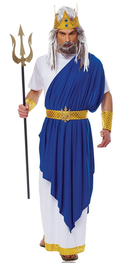 Neptune Costume, King Triton Costume, Poseidon Costume, Under The Sea Costumes, Greek God Costume, Roman Toga, Sea Costume, Party City Costumes, Roman Costume