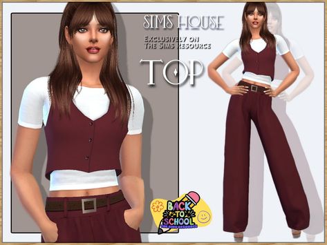 The Sims Resource - WOMEN'S VEST WITH T-SHIRT Sims 4 Vest Accessory, Sims 4 Vest, Sims 1, Sims 4 Clothing, Sims House, Vest Shirt, Sims 4 Cc, Animal Skin, Maxis Match