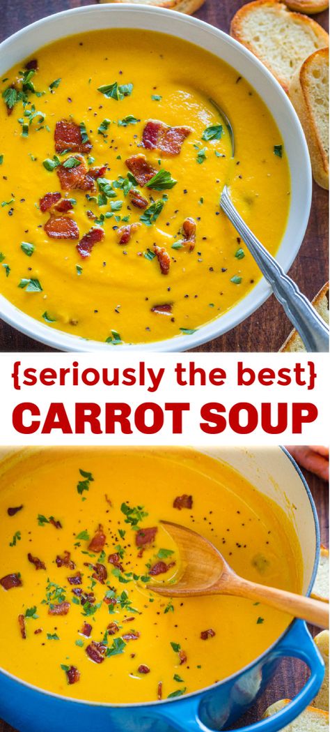 Carrot Chowder Soup, Roasted Carrot Soup Coconut Milk, Blended Carrot Soup, Carrot And Onion Soup, Healthy Tasty Soup Recipes, Ways To Make Carrots, Creamy Roasted Carrot Soup, Soup Recipes Carrot, Carrot Cumin Soup