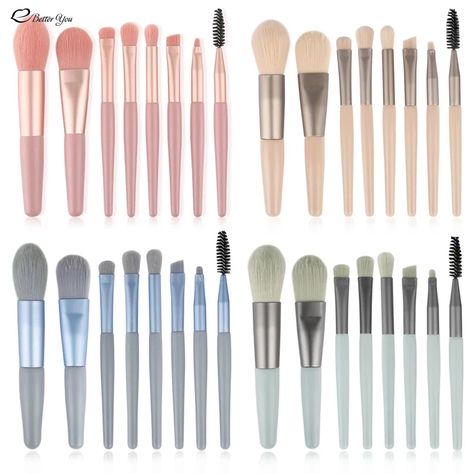 8Pcs Professional Makeup Brushes Set Cosmetic Powder Eye Shadow Foundation Blush Blending Concealer Blending Makeup, Makeup Brush Bag, Makeup Brush Set Professional, Makeup Brushes Set, Concealer Makeup, Mini Makeup, Women Cosmetics, Professional Makeup Brushes, Soft Makeup