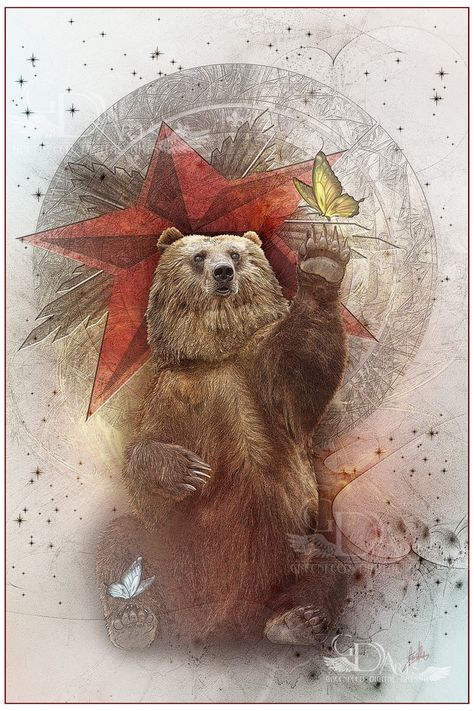 The Russian Bear by greenfeed.deviantart.com Russian Bear, Bear Artwork, Bear Tattoos, Bear Tattoo, Bear Pictures, Phone Wallpaper Design, Bear Art, Russian Art, Arte Popular