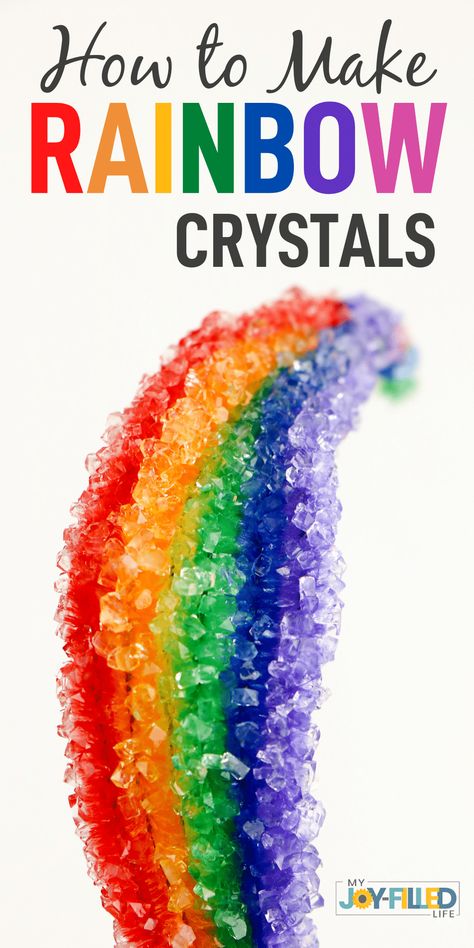 Rainbow Science Experiment For Kids, Kids Experiments At Home, Make Your Own Crystals, Kid Experiments At Home, Rainbow Science Experiment, Rainbow Experiment, Grow Your Own Crystals, Science Experiment For Kids, Rainbow Activities