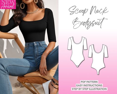 Bodysuit Sewing Pattern, Women Top Sewing Pattern, Trendy Bodysuits, Bodysuit Pattern, Women Sewing, Women's Sewing Pattern, Trendy Crop Tops, Top Sewing, Top Sewing Pattern