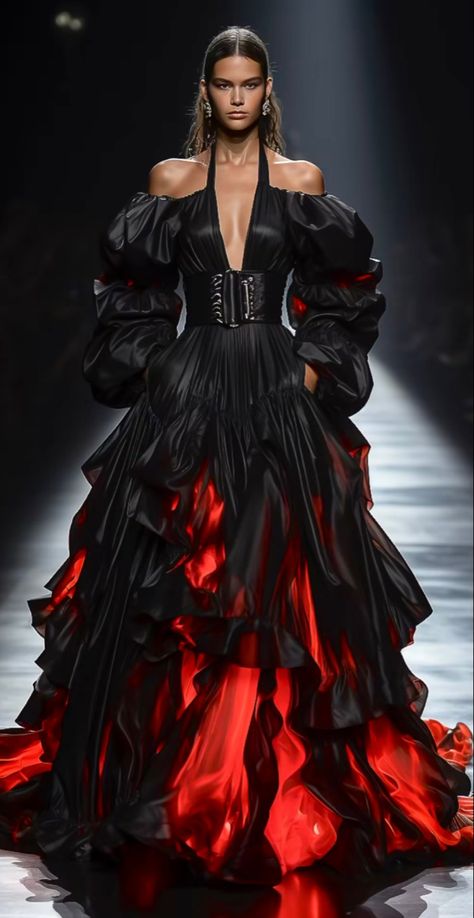 Futuristic Gown, Vamp Dress, Romantic Wedding Dress, Runway Fashion Couture, Fairytale Dress, Fantasy Dress, Fashion Black, The Red Carpet, Fancy Dresses