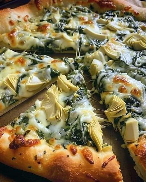 Pizza Dough Homemade, Spinach Artichoke Pizza, Artichoke Pizza, Greek Pizza, Spinach Pizza, Diet Recipes Easy, Pizza Ingredients, Homemade Pizza Dough, Pizza Recipes Homemade