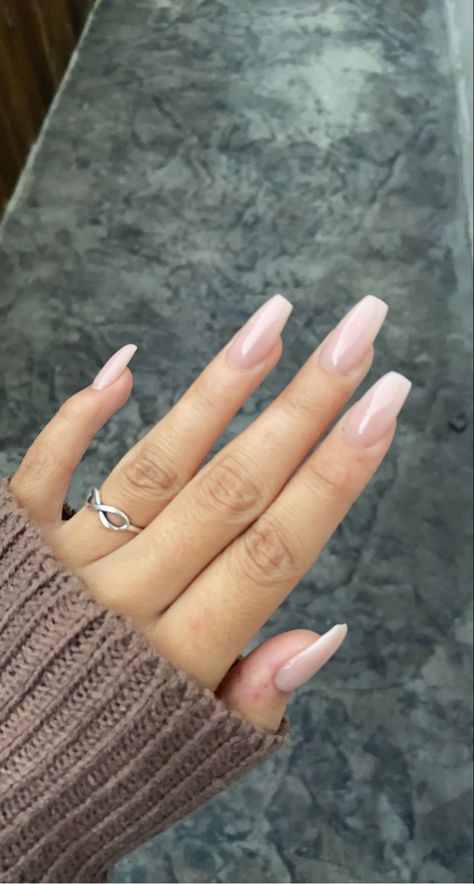 Med Acrylic Nails Coffin, Pink Nails Ballerina Shape, Ballerina Nails Short Classy, Nail Ideas Trendy, Acrylic Nails Ballerina, Glittery Nude Nails, Pink Tip Nails, Ballerina Nails, French Tip Acrylic Nails