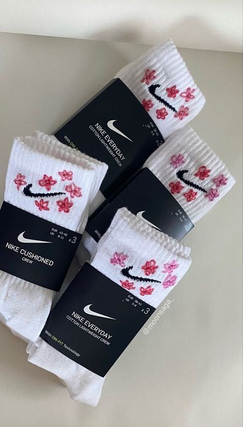 MoonSaga - Etsy Moonsaga Socks, Cute Crew Socks, Cute Nike Socks, Pink Nike Socks, Cute Socks Aesthetic, Dyed Nike Socks, Preppy Socks, Aesthetic Socks, Embroidered Nike