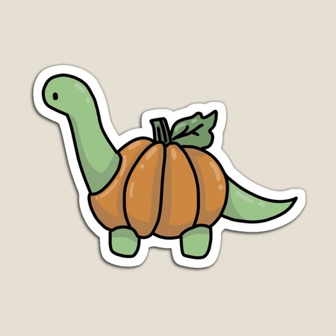 Get my art printed on awesome products. Support me at Redbubble #RBandME: https://www.redbubble.com/i/magnet/Halloween-Brontosaurus-Apatosaurus-Dinosaur-Wearing-Pumpkin-Jack-O-Lantern-by-bassoongirl123/61284628.TBCTK?asc=u Dino Drawing, Dinosaur Wallpaper, Dinosaur Drawing, Psy I Szczenięta, Dinosaur Stickers, Cute Laptop Stickers, Pumpkin Stickers, Small Drawings, Pumpkin Jack