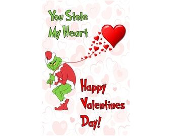 Grinch Valentine | Etsy Grinch Valentines Day, Grinch Valentines, Grinch Embroidery, At Home Crafts, Valentines Embroidery Designs, Valentine's Day Party Games, Grinch Heart, Anti Christmas, Baseball Christmas