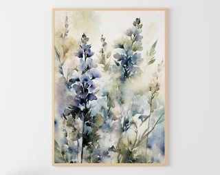 PrintiFineArt - Etsy Украина Bluebonnet Watercolor Painting, Bluebonnets Painting, Bluebonnet Watercolor, Painting Wildflowers, Wildflowers Watercolor, Watercolor Angel, Wildflower Paintings, Angel Artwork, Watercolor Poster