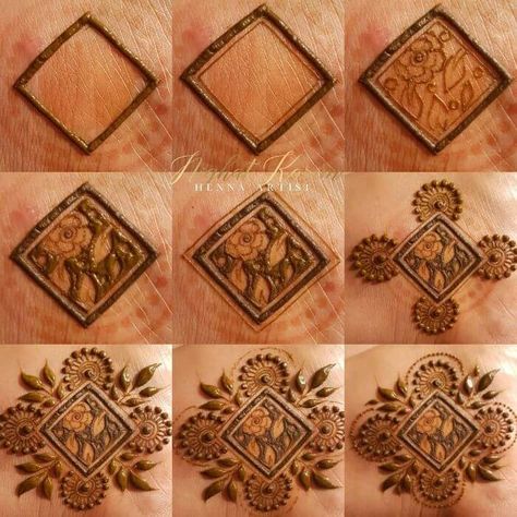 Mehndi Designs Step By Step, Round Mehndi Design, Beginner Henna Designs, Rose Mehndi Designs, Mehndi Designs For Kids, Modern Mehndi Designs, Very Simple Mehndi Designs, Mehndi Designs Front Hand, Circle Mehndi Designs