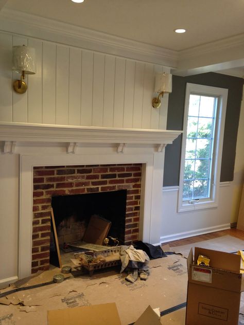 Stephanie Kraus Designs Brick Fireplace Mantels, French Fireplaces, Designing A Room, Red Brick Fireplaces, Traditional Fireplace, Fireplace Remodel, Home Fireplace, Fireplace Makeover, Brick Fireplace