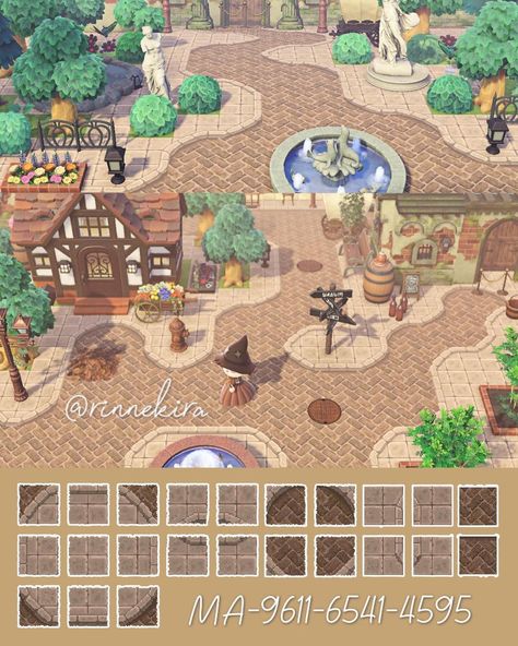 Acnh Curved Brick Path, Animal Crossing Pathing, Animal Crossing Boden Design, Acnh Boden Design, Acnh Cottagecore Path Codes, Curved Brick Path, Acnh Motifs, Motif Acnl, Acnh Cottagecore