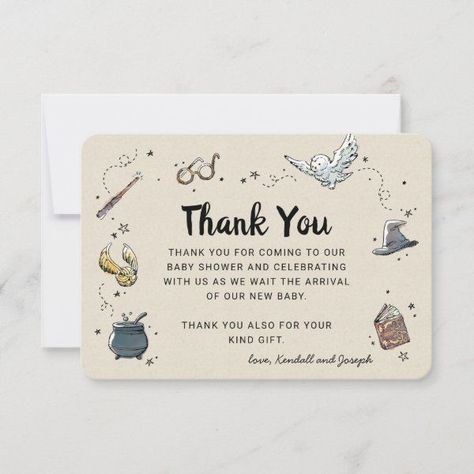 Harry Potter First Birthday, Harry Potter Baby Shower, Gender Neutral Baby Shower Invitations, Harry Potter Baby, Thank You Postcards, Baby Invitations, Foil Invitations, Baby Shower Thank You, 1st Birthday Invitations