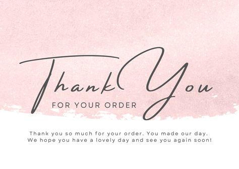 Thank You Business, Thank You Small Business Cards, Thank You For Your Order, Card Design Aesthetic, Blush Pink Aesthetic, Motivation Cards, Pretty Business Cards, Thank You Poster, Small Business Marketing Plan