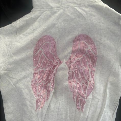 Super Cute Never Worn Angel Wings Hoodie, Desk Ideas, Zip Up Jacket, Angel Wings, Victoria's Secret Pink, Victoria Secret, Secret Pink, Tatting, Sequin