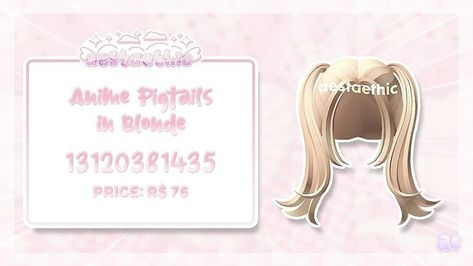 Blonde Pigtails, Blonde Hair Codes, Berry Codes, Hair Codes, Bloxburg Decals Codes Wallpaper, Code Wallpaper, Bloxburg Decals Codes, Bloxburg Decals, Bloxburg Decal Codes