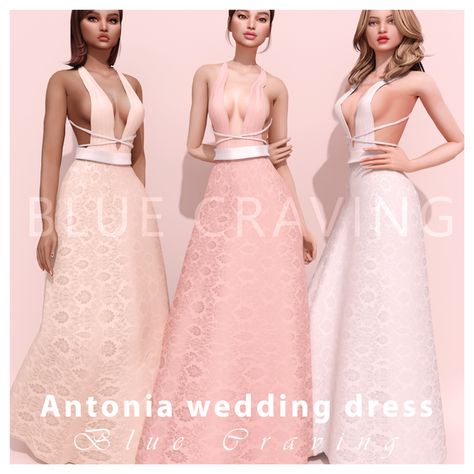 Antonia Wedding Dress | Blue Craving on Patreon Sims 4 Wedding Dress, Ts4 Clothes, Sims 4 Patreon, Cc Mods, Cc Clothes, Sea Dress, Sims 4 Game Mods, Sims 4 Dresses, Sims 4 Characters