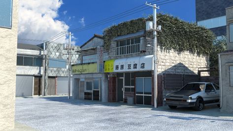 ArtStation - Fujiwara Tofu Shop Initial D, Ng Wei bin Initial D Tofu Shop, Fujiwara Tofu Shop Wallpaper, Fujiwara Tofu Shop, Diecast Diorama, Photo Realism, Initial D, Natsu Dragneel, Garage Design, House Landscape