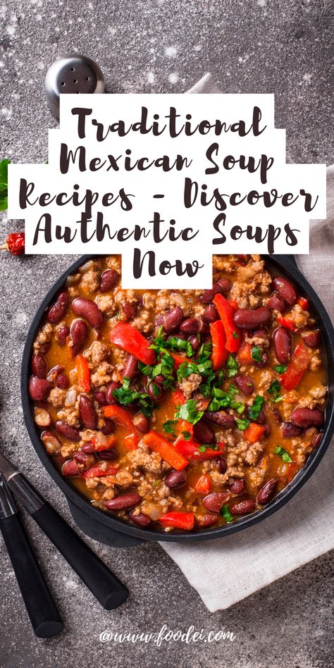 🌶️ Spice up your meals with these mouthwatering traditional Mexican soup recipes 🥣! From the classics to hidden gems, you won't be disappointed. Discover the authentic flavors and rich history of Mexico's most treasured dishes now 😋. Pin these soups and get ready to savor the taste of Mexico! 🇲🇽 Mexican Soup Recipes, Delicious Soups, Food Hunter, Mexican Soup, Snack Dip, Food Saver, Fool Proof Recipes, Tortilla Soup, Traditional Mexican