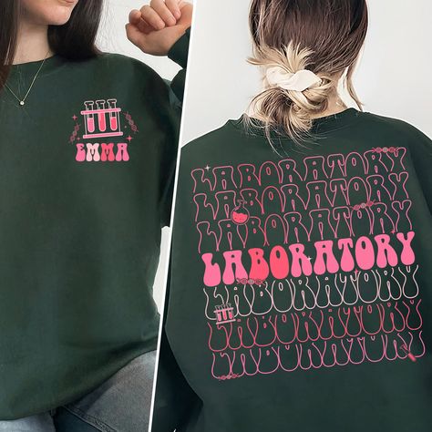 Welcome To My Store (*o▽o*) Have A Nice Day And A Wonderful Shopping Experience! Custom Name Laboratory shirt, Medical Lab Science Sweatshirt, Lab Tech Team Shirt, Med tech Shirt, Lab Scientist Med Lab Shirt ☘ UNISEX T-SHIRT MATERIALS 5.3 oz 100% preshrunk cotton. Sport Grey is 90% cotton, 10% polyester. MORE INFO Seamless collar, taped neck and shoulders. Double-needle sleeve and bottom hems. Quarter-turned to eliminate center crease. PRODUCTION AND SHIPPING ☘ Production: 1-3 business days ☘ US Lab Technician Outfit, Lab Shirts, Medical Laboratory Science Student, Lab Scientist, Med Lab, Lab Science, Laboratory Design, Lab Week, Medical Lab