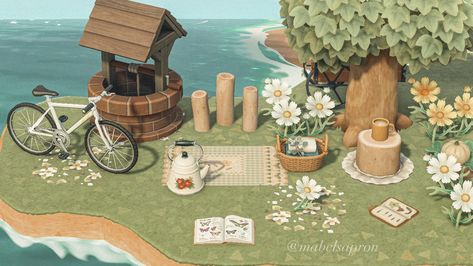 Animal Crossing Peninsula, Acnh Peninsula, Acnh Peninsula Ideas, Peninsula Ideas, Cottage Core Animal Crossing, Cottagecore Ideas, Ideas Animal Crossing, Ac Ideas, Acnh Inspiration